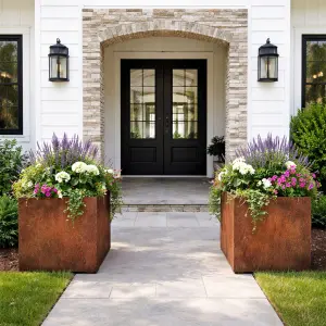 Square Outdoor Corten Planter - Image 3