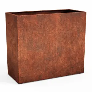 Tall Rectangular Outdoor Weathering Steel Planter - Image 2