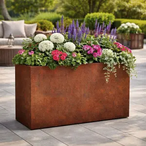 Tall Rectangular Outdoor Weathering Steel Planter - Image 3