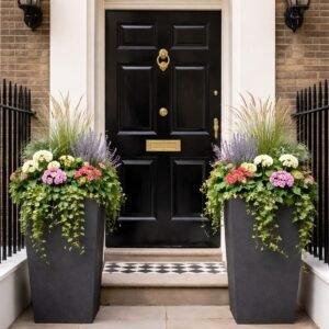 Tall Trapezium Shaped Outdoor Aluminium Planter - Image 1