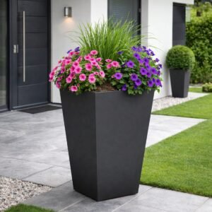 Tall Trapezium Shaped Outdoor Aluminium Planter - Image 4