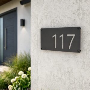 Powder Coated Rectangle House Address Number Sign - Image 1
