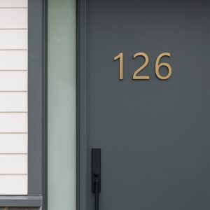 Self Adhesive Brushed Brass House Number or Letter - Image 1