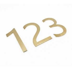 Self Adhesive Brushed Brass House Number or Letter - Image 3