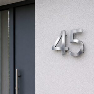 Floating Brushed Stainless Steel House Number or Letter - Image 1