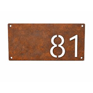 Corten Steel Rectangle House Address Number Sign - Image 2
