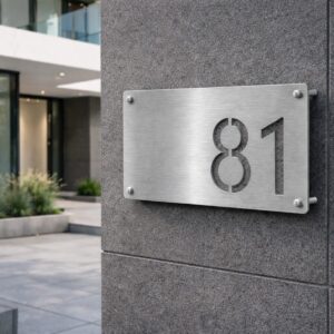 Stainless Steel Rectangle House Address Number Sign - Image 1