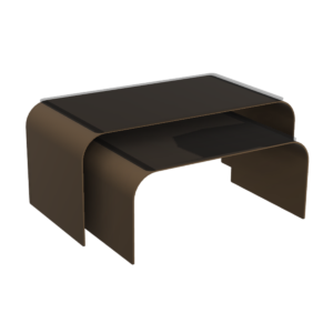 Set of Waterfall Steel & Glass Coffee Tables - Image 3