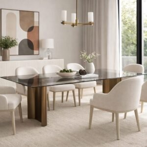 Thames Steel & Glass Dining Table - Image 3