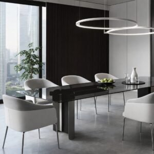 Thames Steel & Glass Dining Table - Image 1