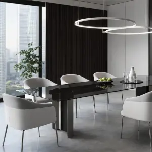 Thames Steel & Glass Dining Table - Image 1