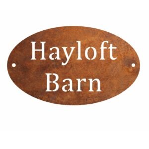 Corten Steel Oval House Address Sign - Image 2