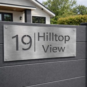 Brushed Stainless Steel Rectangle Address Sign - Image 1