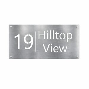 Brushed Stainless Steel Rectangle Address Sign - Image 2