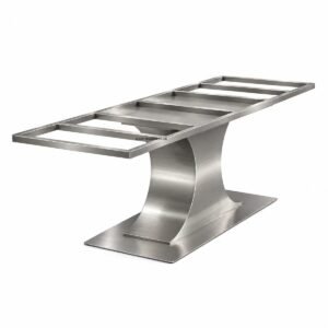 Brushed Stainless Steel Regent Dining Table Base For Stone Top - Image 3