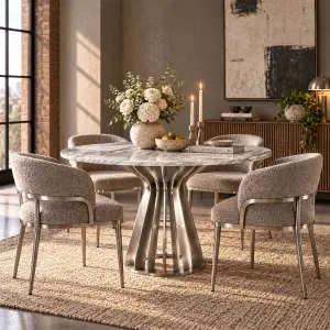 Brushed Stainless Steel Curved Soho Round Dining Table Base - Image 2