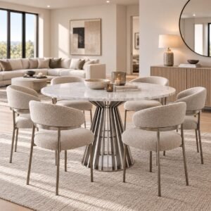 Brushed Stainless Steel Soho Round Dining Table Base - Image 2