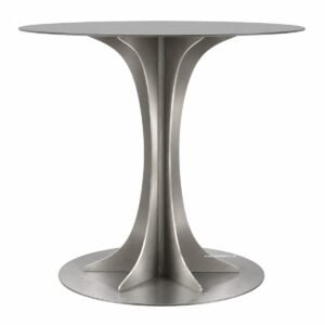Tulip Round Brushed Stainless Steel Dining Table Base - Image 1