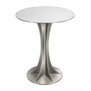Tulip Round Brushed Stainless Steel Dining Table Base - Image 3