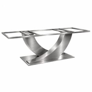 Windsor XL Brushed Stainless Steel Dining Table Base For Stone Top - Image 1